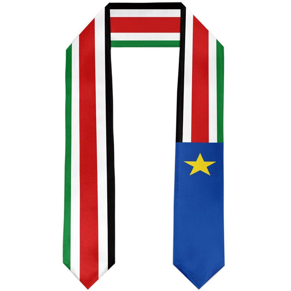 3908 South Sudan Flag Graduation Stole Satin Sash Scarf for Study Aboard